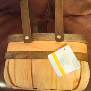 Ashland Wooden Basket with Brown Straps